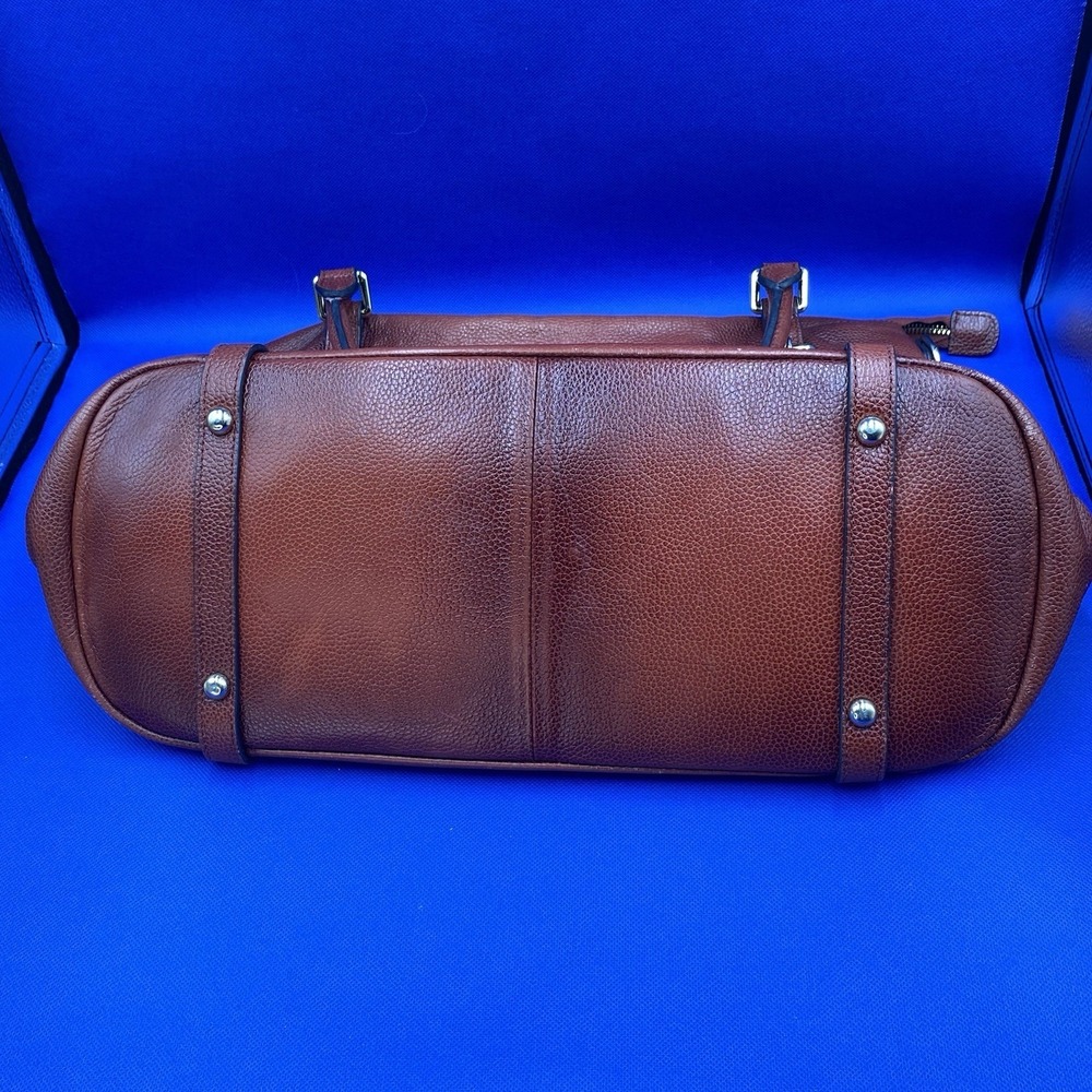 Vincenzo Leather Hand Crafted Elegance Rust  2 Handles Satchel Bag Preowned - Picture 8 of 12